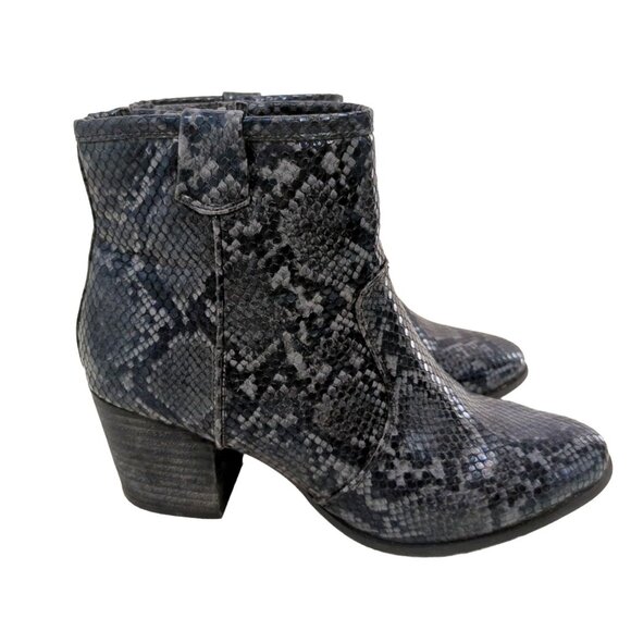 Carlos Santana Ankle Boot Womens 8.5 Black Gray Snakeskin Western‎ Heeled Rowan - Picture 2 of 9